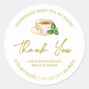 Simple Homemade Mint Tea Thank You Label
