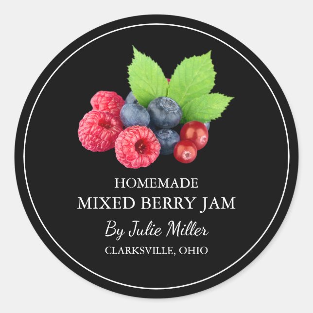 Simple Homemade Mixed Berry Jam Label (Front)