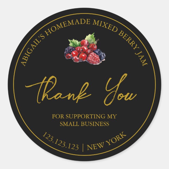 Simple Homemade Mixed Berry Jam Thank You Label (Front)