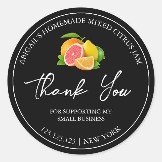 Simple Homemade Mixed Citrus Jam Thank You Label (Front)