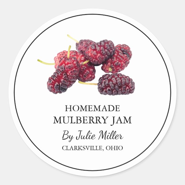 Simple Homemade Mulberry Jam Label (Front)