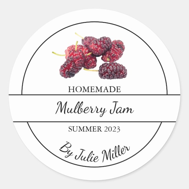 Simple Homemade Mulberry Jam Label (Front)