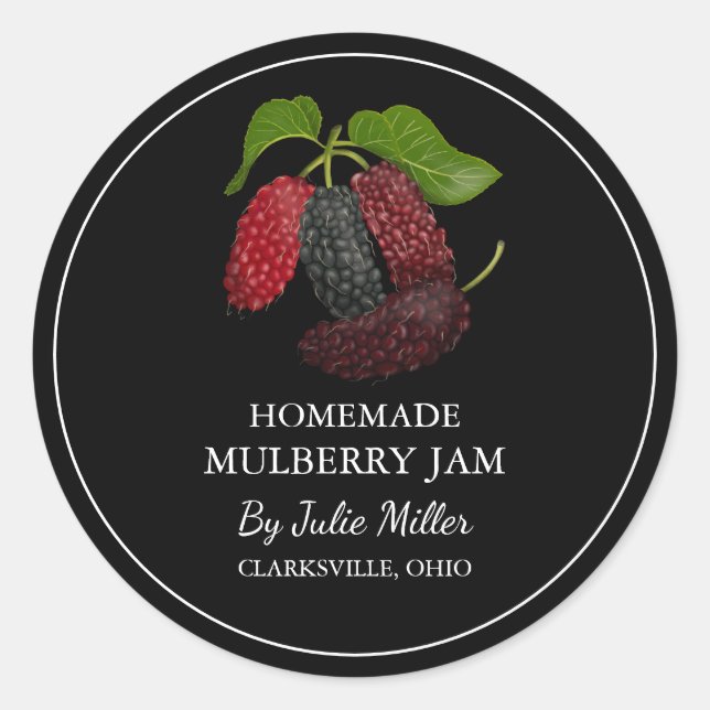 Simple Homemade Mulberry Jam Label (Front)