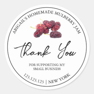 Simple Homemade Mulberry Jam Thank You Label