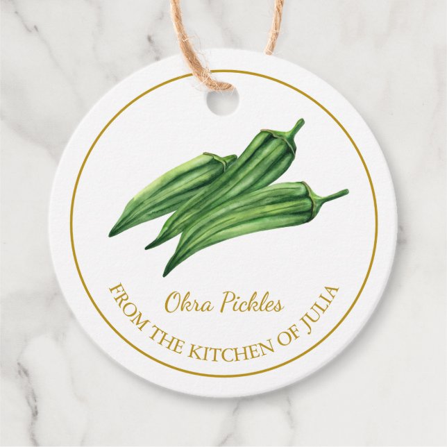 Simple Homemade Okra Pickles Hang Tag (Front)