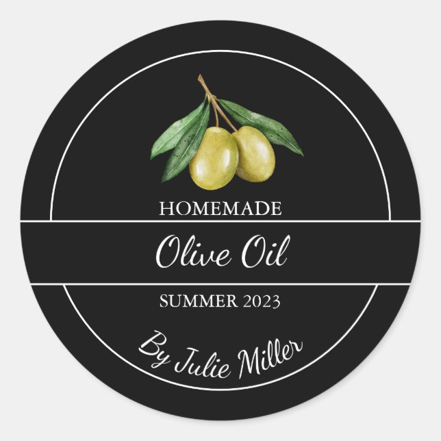 Simple Homemade Olive Oil Label Black (Front)