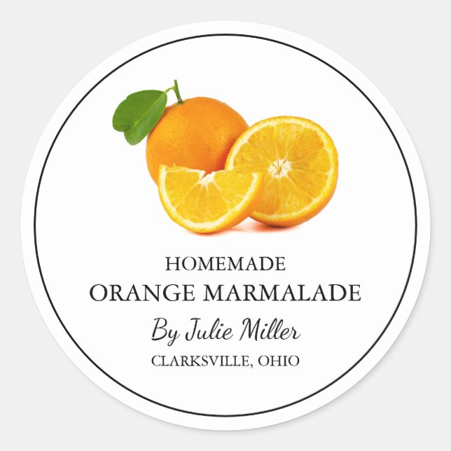 Simple Homemade Orange Marmalade Label (Front)