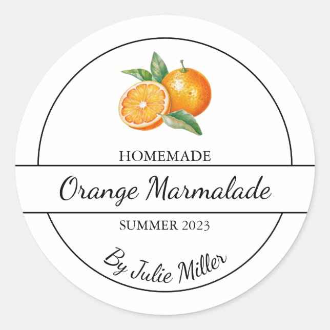 Simple Homemade Orange Marmalade Label (Front)