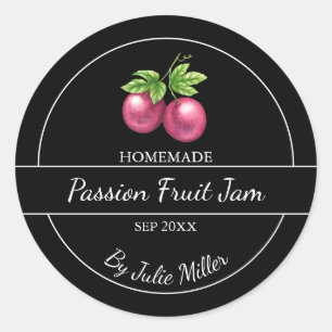 Simple Homemade Passion Fruit Jam Label Black