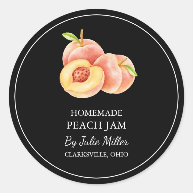 Simple Homemade Peach Jam  Label (Front)