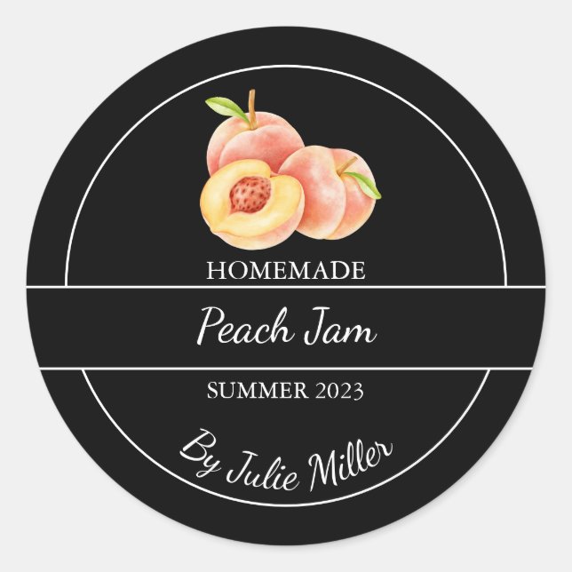Simple Homemade Peach Jam Label (Front)