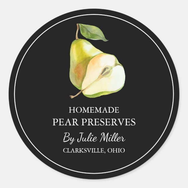 Simple Homemade Pear Preserves Label (Front)
