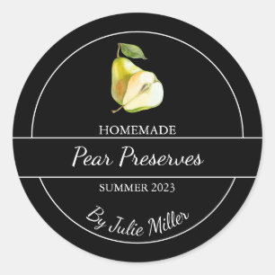 Simple Homemade Pear Preserves Label Black