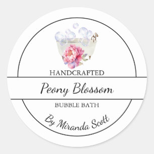 Simple Homemade Peony Bubble Bath Label