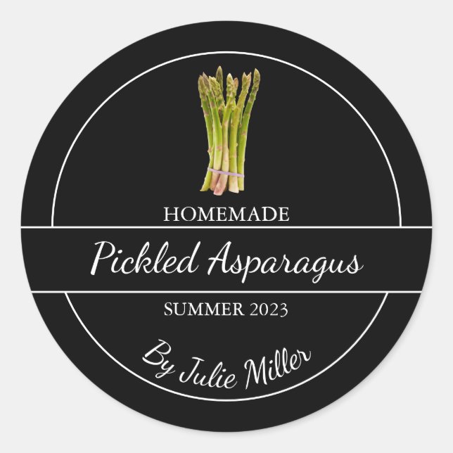 Simple Homemade Pickled Asparagus Label (Front)