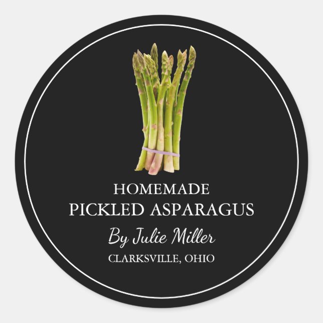 Simple Homemade Pickled Asparagus Label (Front)