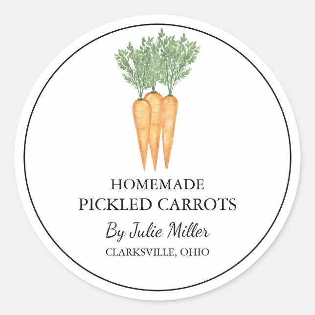 Simple Homemade Pickled Carrot Label (Front)