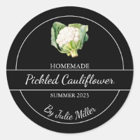 Simple Homemade Pickled Cauliflower Label Black