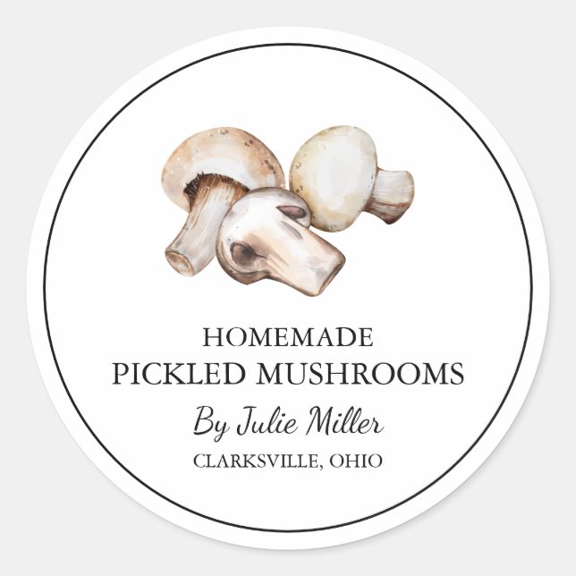 Simple Homemade Pickled Mushroom Label (Front)