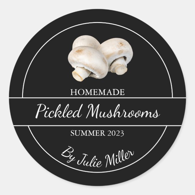 Simple Homemade Pickled Mushrooms Label (Front)