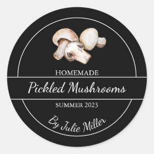 Simple Homemade Pickled Mushrooms Label Black