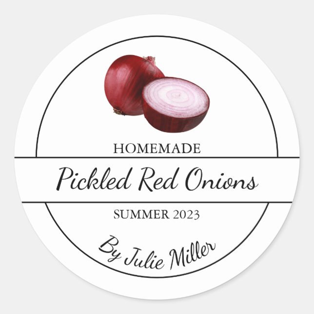 Simple Homemade Pickled Red Onions Label (Front)