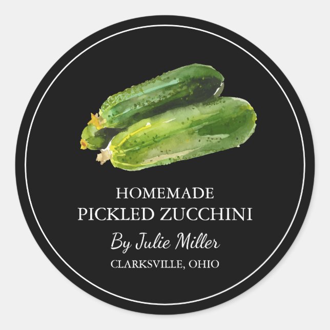 Simple Homemade Pickled Zucchini Label (Front)