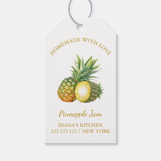 Simple Homemade Pineapple Jam Hang Tag l White (Front)