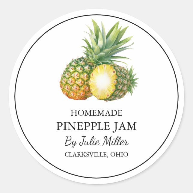 Simple Homemade Pineapple Jam Label (Front)