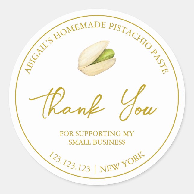 Simple Homemade Pistachio Paste Thank You Label (Front)