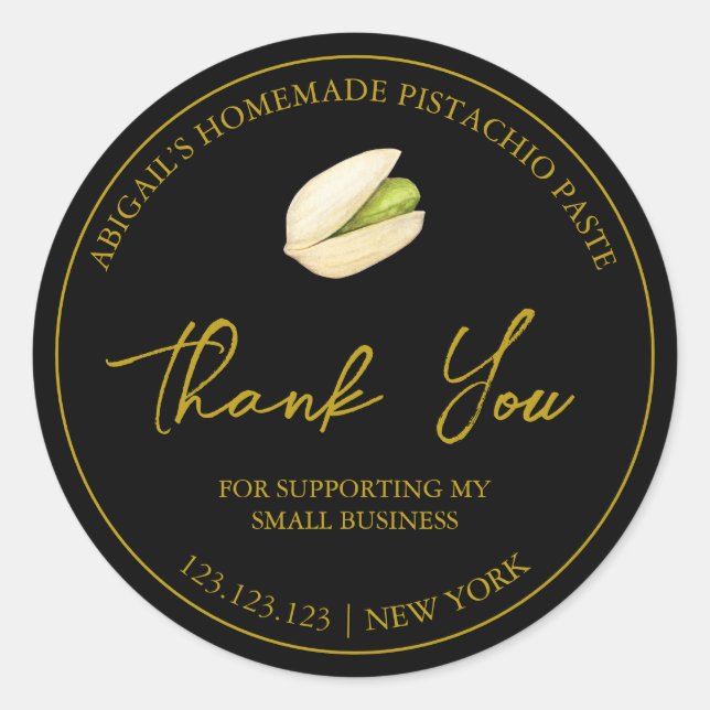 Simple Homemade Pistachio Paste Thank You Label (Front)