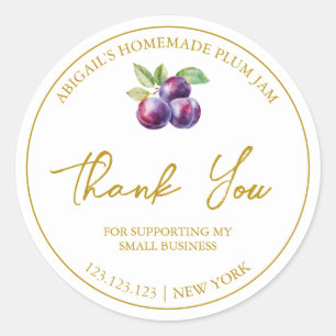 Simple Homemade Plum Jam Thank You Label