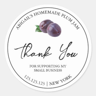 Simple Homemade Plum Jam Thank You Label