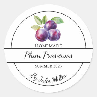Simple Homemade Plum Preserves Label