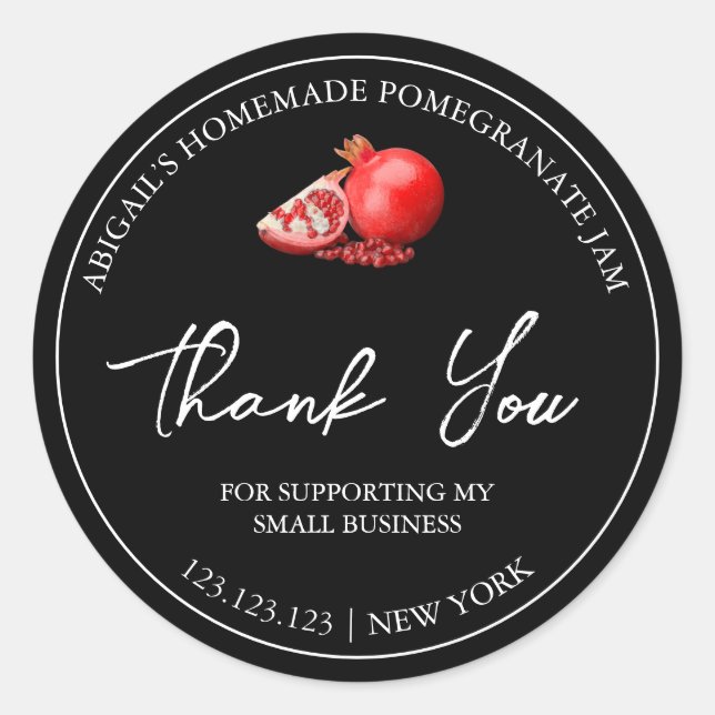 Simple Homemade Pomegranate Jam Thank You Label (Front)