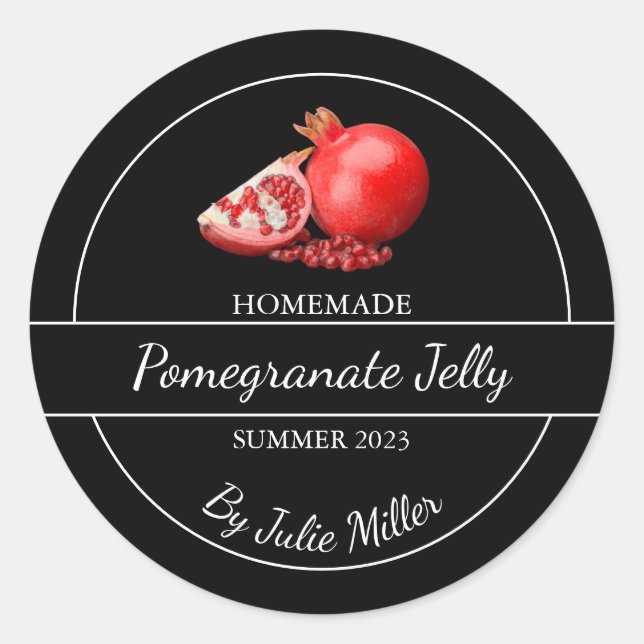 Simple Homemade Pomegranate Jelly Label (Front)