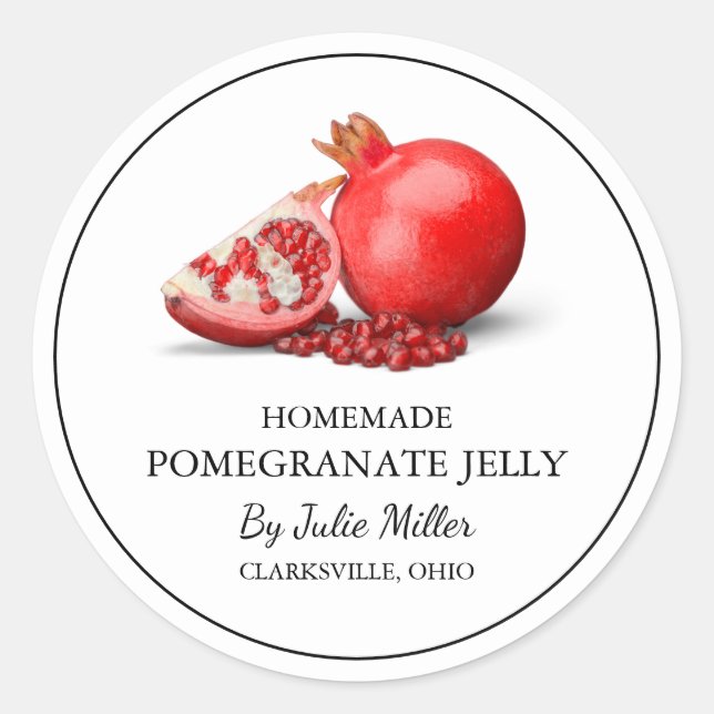 Simple Homemade Pomegranate Jelly Label (Front)
