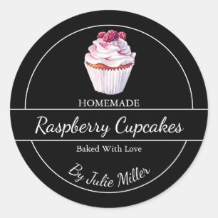 Simple Homemade Raspberry Cupcakes Label