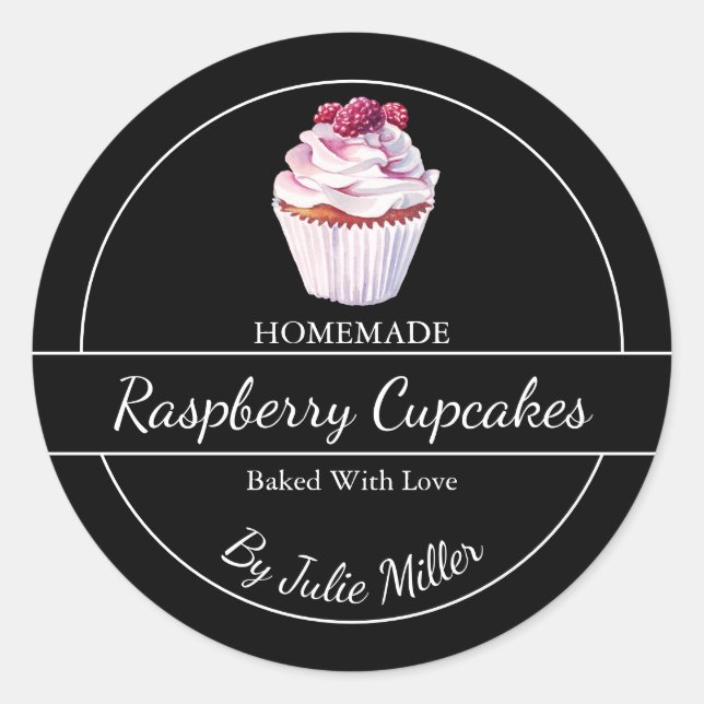 Simple Homemade Raspberry Cupcakes Label (Front)