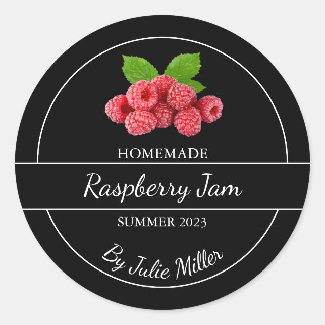 Simple Homemade Raspberry Jam Label (Front)