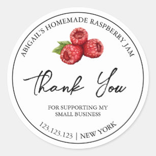 Simple Homemade Raspberry Jam Thank You Label
