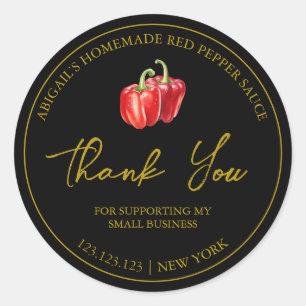 Simple Homemade Red Pepper Sauce Thank You Label