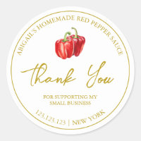 Simple Homemade Red Pepper Sauce Thank You Label