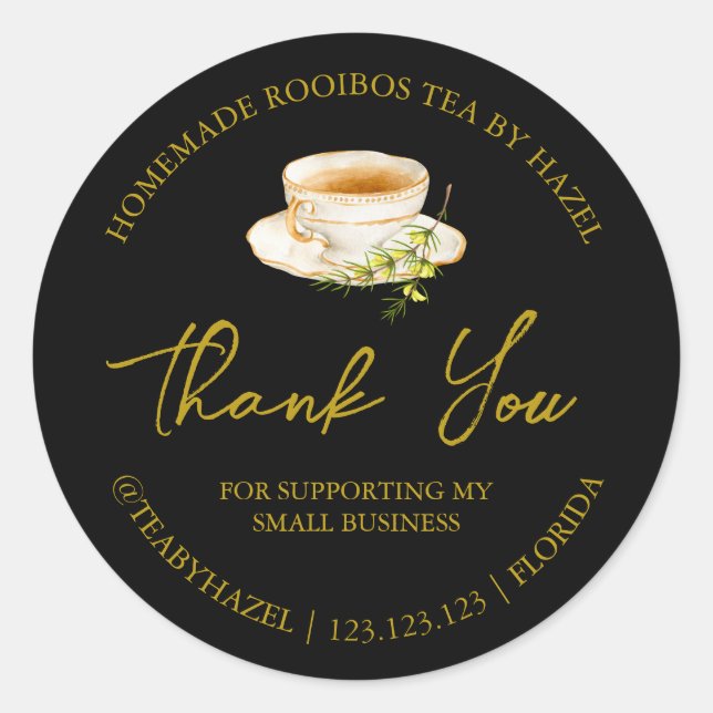 Simple Homemade Rooibos Tea Thank You Label (Front)