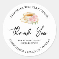 Simple Homemade Rose Tea Thank You Label