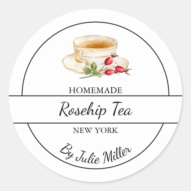 Simple Homemade Rosehip Tea Label (Front)