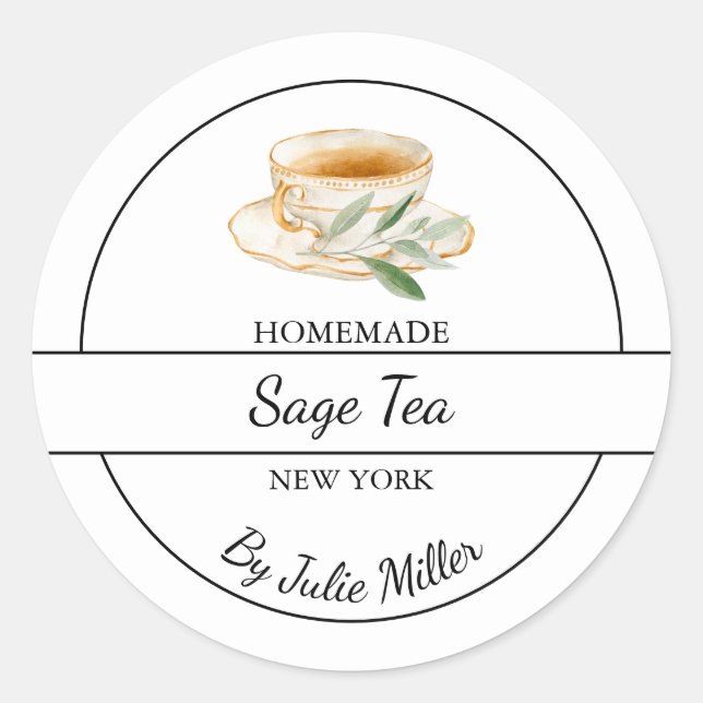 Simple Homemade Sage Tea Label (Front)