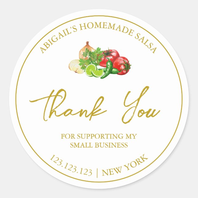 Simple Homemade Salsa Thank You Label (Front)