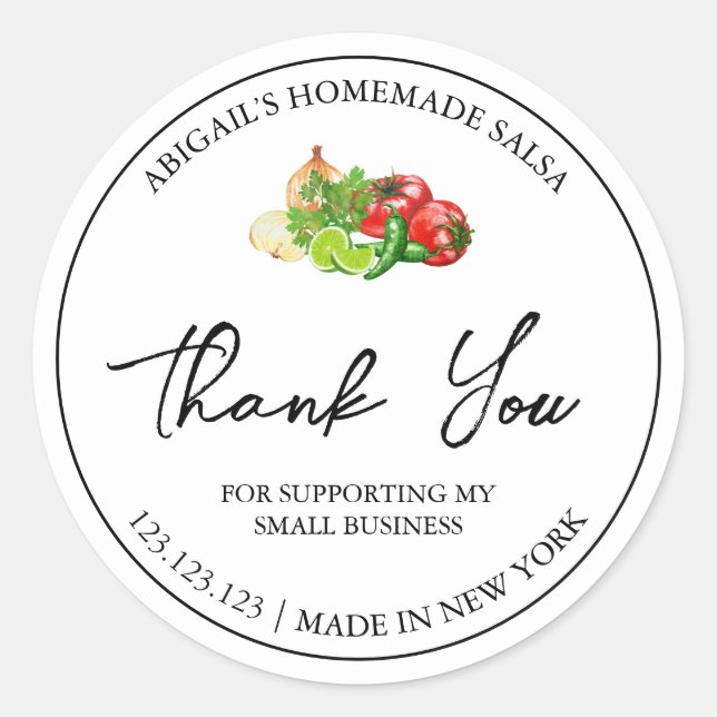 Simple Homemade Salsa Thank You Label (Front)