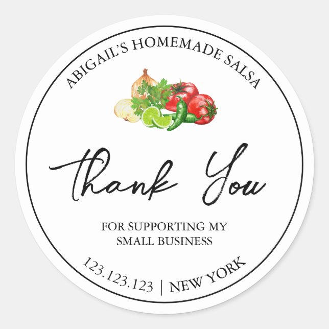 Simple Homemade Salsa Thank You Label (Front)